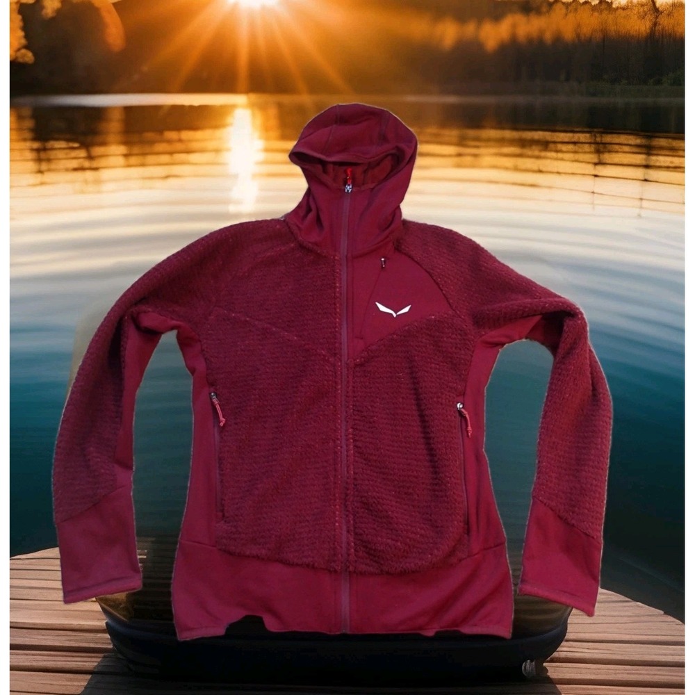 Salewa Ortles PTC Fleece Jacket Womens XS Burgundy‎ Excellent Polartec Hooded